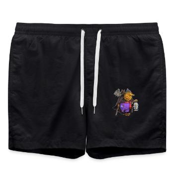 Pumpkin with the bat. A fun Halloween - Swim Trunks - black - Front - AI Model Male 185 light (185cm)