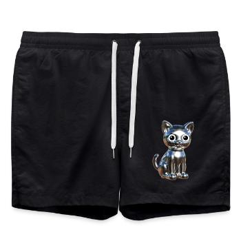 Metallic Chrom Elegance - Badeshorts - Schwarz - Vorne - AI Model Male 185 light (185cm)