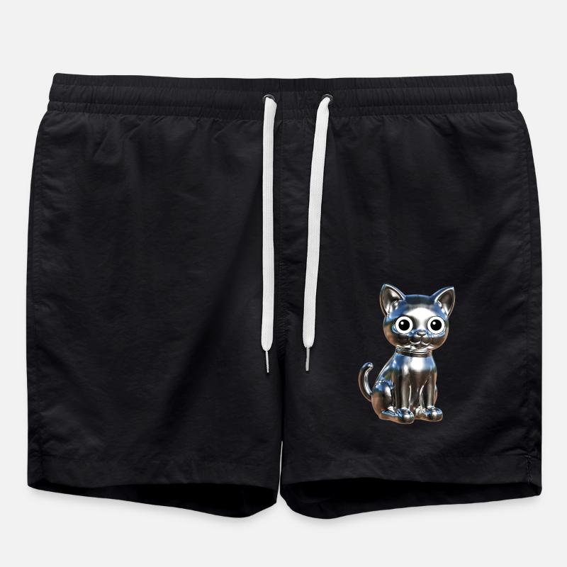 Metallic Chrom Elegance - Badeshorts - Schwarz