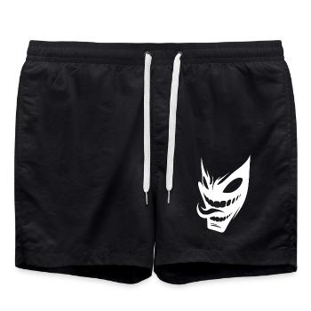 Grinning Creepy Halloween Mask - Swim Trunks - black - Front - AI Model Male 185 light (185cm)