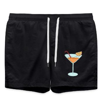 orange cocktail - Swim Trunks - black - Front - AI Model Male 185 light (185cm)