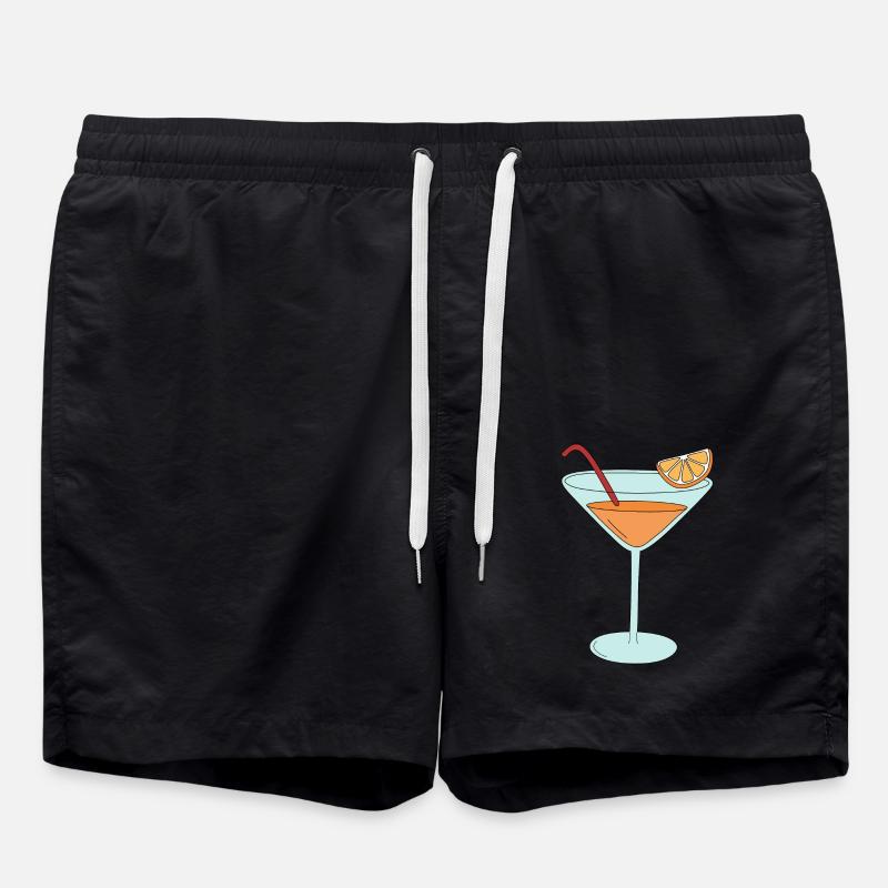 Orangen-Cocktail - Badeshorts - Schwarz