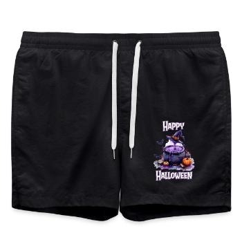 Halloween – Happy Halloween Witch's Kitchen Witch's Cauldron - Swim Trunks - black - Front - AI Model Male 185 light (185cm)