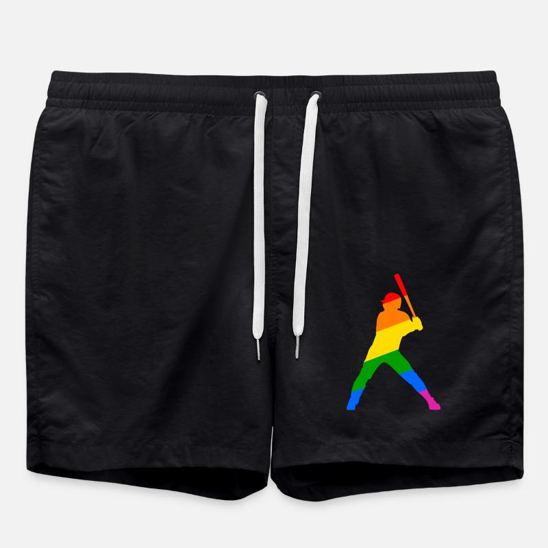 Rainbow Baseball Sport Design - Swim Trunks - black