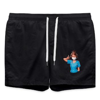 Lustige Krankenschwester mit Humor - Badeshorts - Schwarz - Vorne - AI Model Male 185 light (185cm)