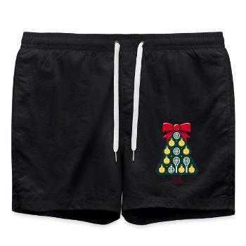 TennisThemed Christmas Tree Design - Swim Trunks - black - Front - AI Model Male 185 light (185cm)