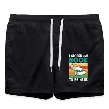 I closed my book to be here - Swim Trunks - black - Front - AI Model Male 185 light (185cm)