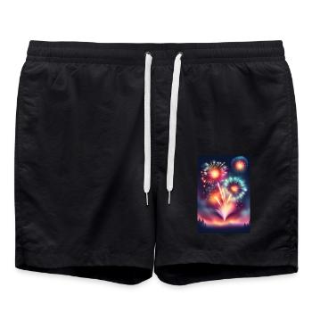 Feu d’artifice scintillant et coloré - Short de bain - noir - Devant - AI Model Male 185 light (185cm)
