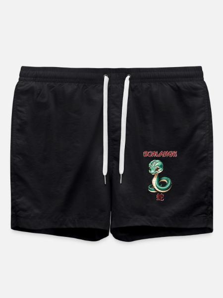 Snake - Chinese Zodiac - Astrology - Swim Trunks - black