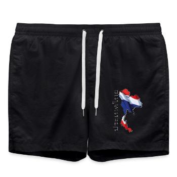 Thailand flag in Thailand map TH - Swim Trunks - black - Front - AI Model Male 185 light (185cm)