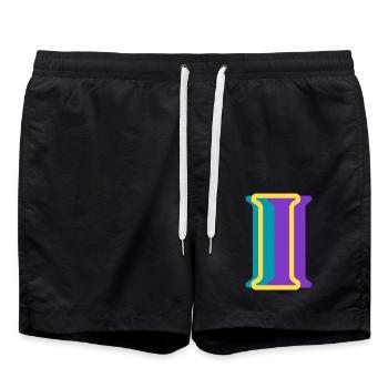 Lettre i multicolore - Short de bain - noir - Devant - AI Model Male 185 light (185cm)