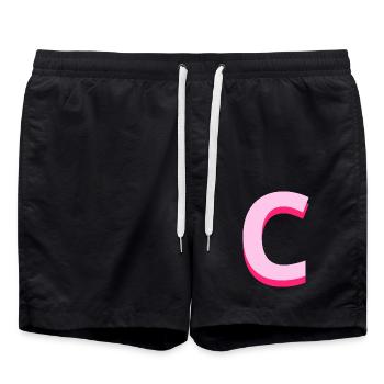 Letter c pink pop and modern - Swim Trunks - black - Front - AI Model Male 185 light (185cm)