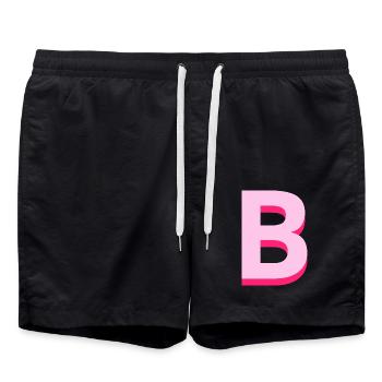 Lettre b rose pop et moderne - Short de bain - noir - Devant - AI Model Male 185 light (185cm)