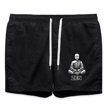 Moine assis en méditation - ZEN Design - Short de bain - noir - Devant - AI Model Male 185 light (185cm)