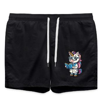 Cute Unicorn Scientist - Badeshorts - Schwarz - Vorne - AI Model Male 185 light (185cm)