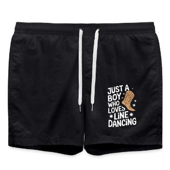 Line Dancing Tanzen Tänzer - Badeshorts - Schwarz - Vorne - AI Model Male 185 light (185cm)