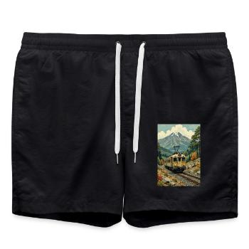 Image de train rétro - Short de bain - noir - Devant - AI Model Male 185 light (185cm)