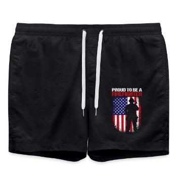 Firefighter Fire Brigade - Swim Trunks - black - Front - AI Model Male 185 light (185cm)