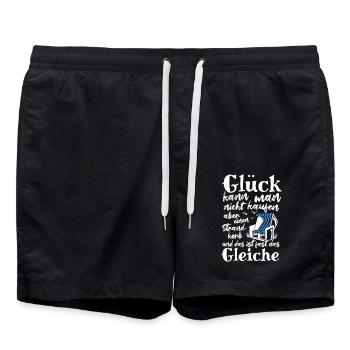 Glück kann man nicht kaufen, aber einen Strandkorb - Badeshorts - Schwarz - Vorne - AI Model Male 185 light (185cm)