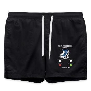 Mein Strandkorb ruft an - ich muss los - Spruch - Badeshorts - Schwarz - Vorne - AI Model Male 185 light (185cm)