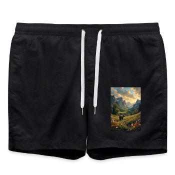 Photo Paysage avec un ours. - Short de bain - noir - Devant - AI Model Male 185 light (185cm)