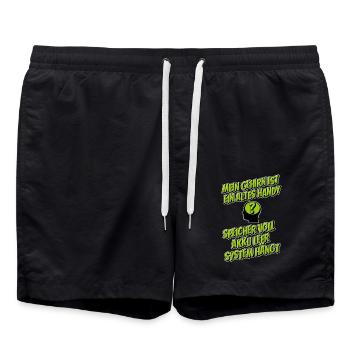 Mein Gehirn ist ein altes Handy … - Badeshorts - Schwarz - Vorne - AI Model Male 185 light (185cm)