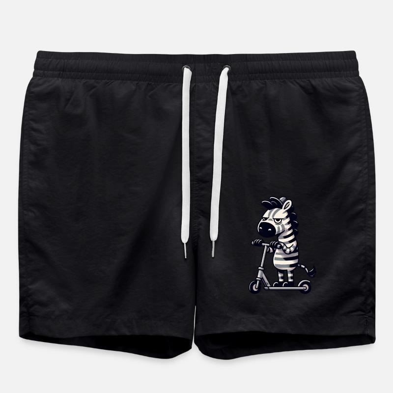Zebra Kickroller Skurril Lustig Comic - Badeshorts - Schwarz
