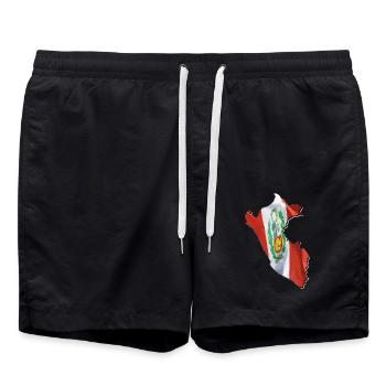 Drapeau du Pérou sur la carte du Pérou - Short de bain - noir - Devant - AI Model Male 185 light (185cm)