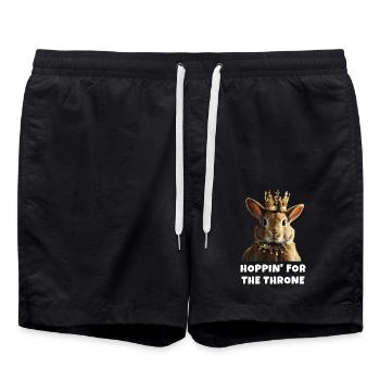 Hoppin' for the Throne rabbit lover - Swim Trunks - black - Front - AI Model Male 185 light (185cm)