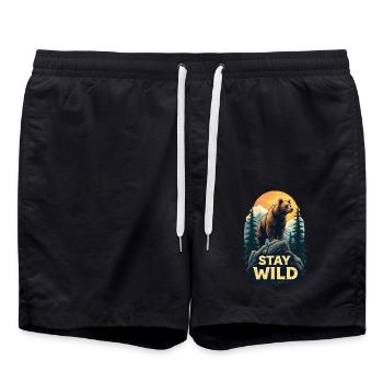 Bär bleibt wild - Badeshorts - Schwarz - Vorne - AI Model Male 185 light (185cm)