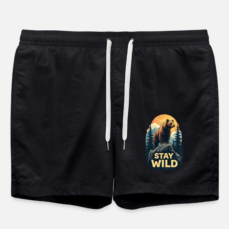 Bär bleibt wild - Badeshorts - Schwarz