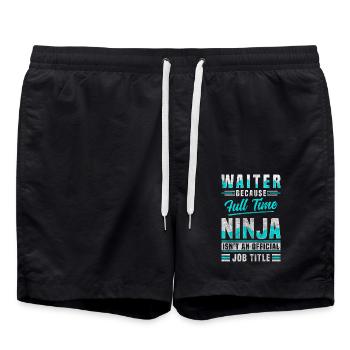 Kellnerin Fachkraft Trinkgeld Bedienung - Badeshorts - Schwarz - Vorne - AI Model Male 185 light (185cm)