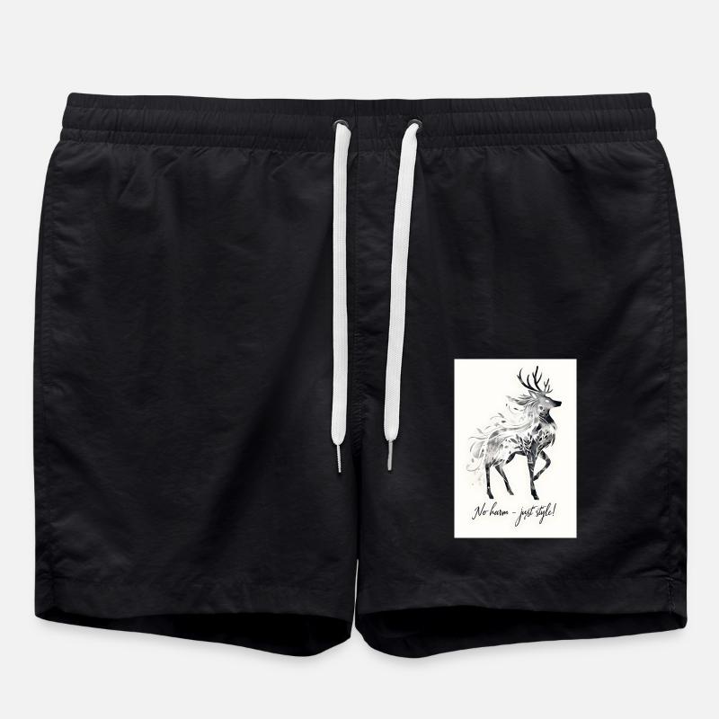 Hirsch Tier Spruch Geschenk - Badeshorts - Schwarz