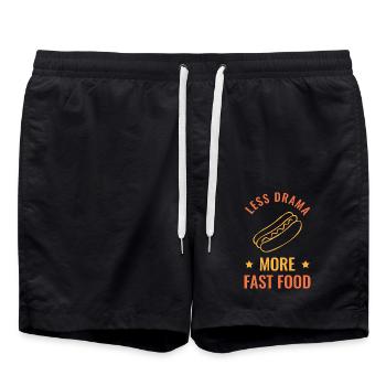 Burger Fast Food Cadeau Dire Drôle - Short de bain - noir - Devant - AI Model Male 185 light (185cm)