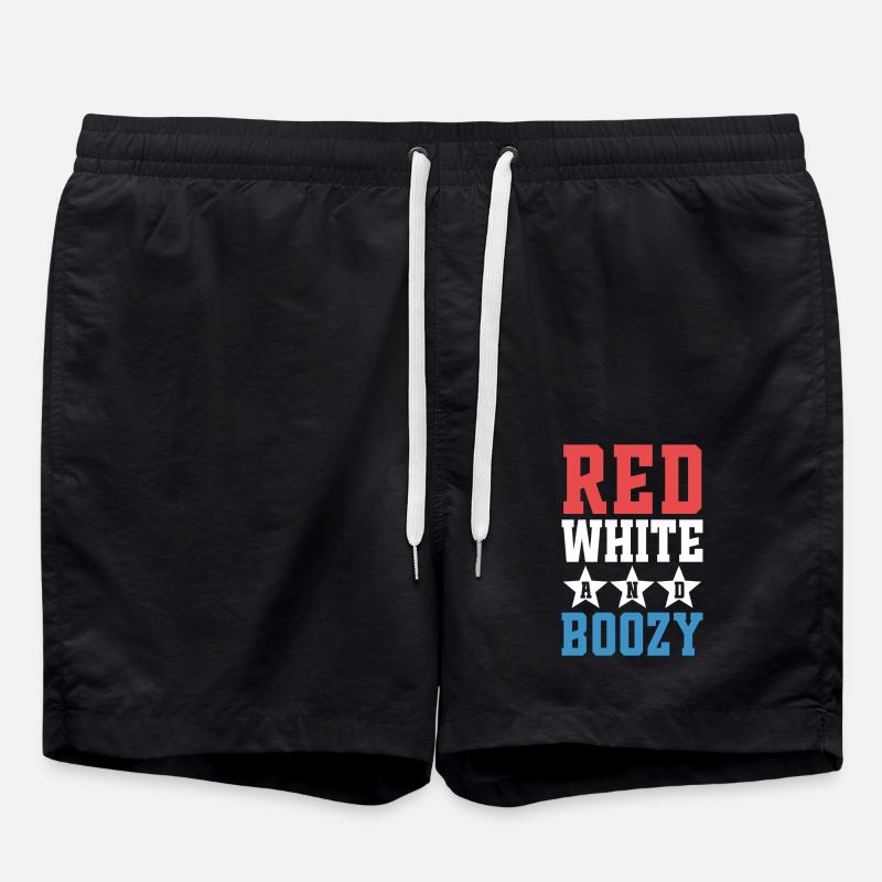 Red White and Boozy - Swim Trunks - black