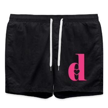 Buchstabe d Anfangsbuchstabe mit Herz - Badeshorts - Schwarz - Vorne - AI Model Male 185 light (185cm)