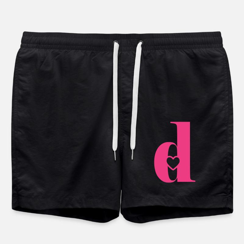 Buchstabe d Anfangsbuchstabe mit Herz - Badeshorts - Schwarz