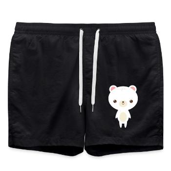 cute polar bear - Swim Trunks - black - Front - AI Model Male 185 light (185cm)