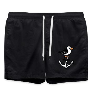Möwe Anker Comic - Badeshorts - Schwarz - Vorne - AI Model Male 185 light (185cm)