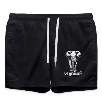 Elephant - Be yourself - Tusk - Ivory - Swim Trunks - black - Front - AI Model Male 185 light (185cm)