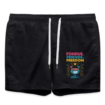 Fondue, Friends & Freedom - Short de bain - noir - Devant - AI Model Male 185 light (185cm)