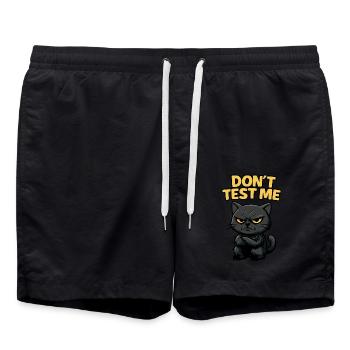 Don’t Test Me | Angry Black Cat Funny Sarcastic -Y - Swim Trunks - black - Front - AI Model Male 185 light (185cm)