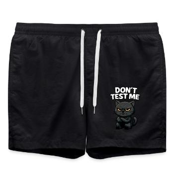Don’t Test Me | Angry Black Cat Funny Sarcastic -W - Swim Trunks - black - Front - AI Model Male 185 light (185cm)