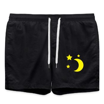 mond_und_sterne - Swim Trunks - black - Front - AI Model Male 185 light (185cm)