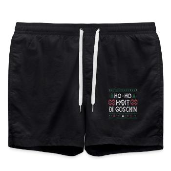 Weihnachtlicher Spaß – Ho-Ho-Hoit di Gosch'n - Badeshorts - Schwarz - Vorne - AI Model Male 185 light (185cm)