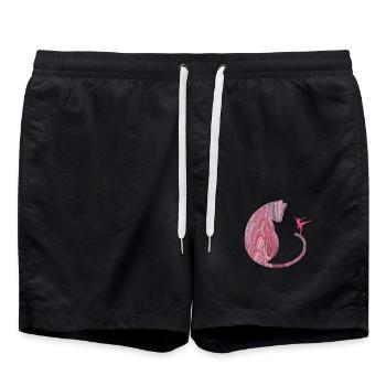 katze mit ballerina e 117 - Badeshorts - Schwarz - Vorne - AI Model Male 185 light (185cm)