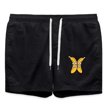 2 amis équipe couple banane fruit fou grimace - Short de bain - noir - Devant - AI Model Male 185 light (185cm)
