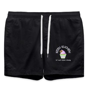 kein kuchen ist auch keine lösung - Swim Trunks - black - Front - AI Model Male 185 light (185cm)