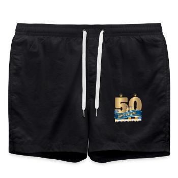 50th Birthday - Swim Trunks - black - Front - AI Model Male 185 light (185cm)