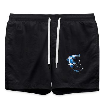 Greece flag in the Greece map - Swim Trunks - black - Front - AI Model Male 185 light (185cm)